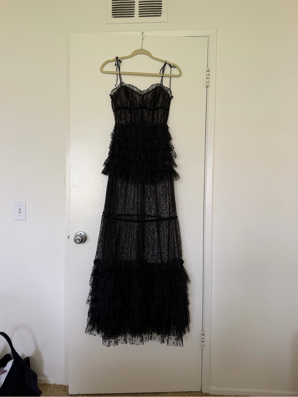 For Love & Lemons Black Sheer Tiered Jourdan Lace Maxi Dress - Picture 2 of 5